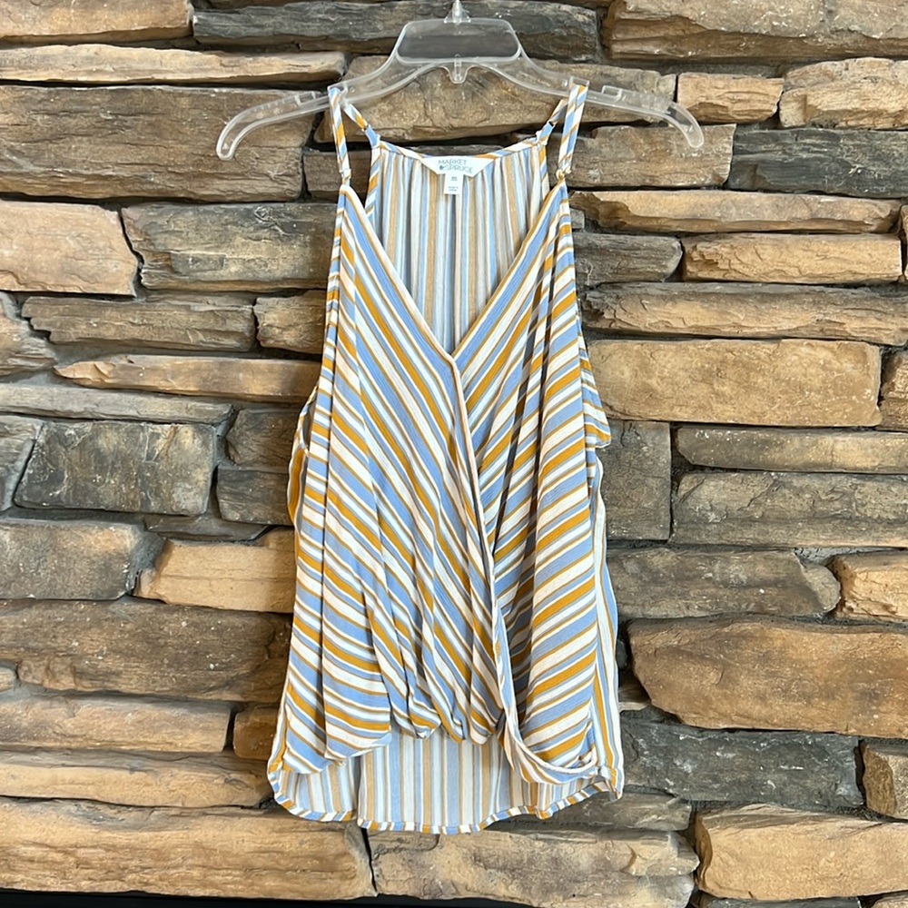 🌸 Draped Wrap Striped Sleeveless Top MARKET & SPRUCE Size XXL